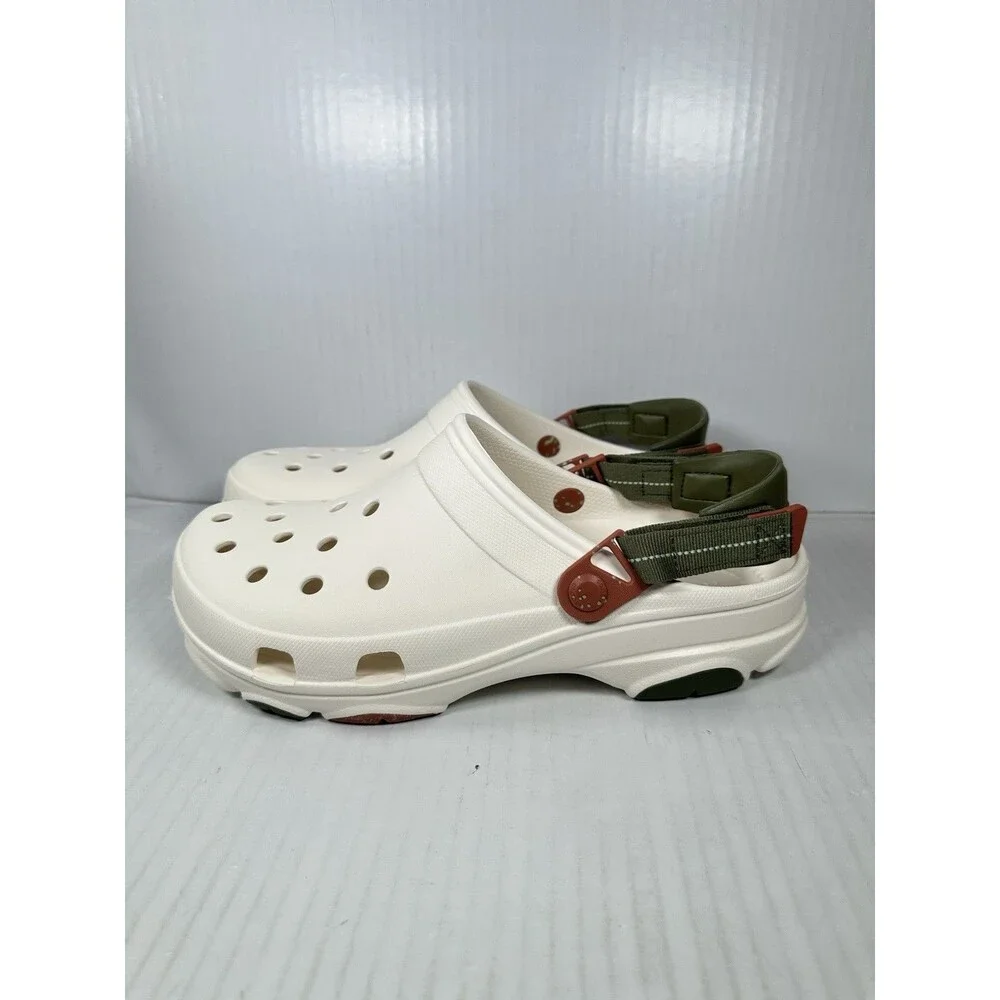 Size 11 Crocs All Terrain Adjustable Clogs White Green Chalk 206340-0WV Mens NEW